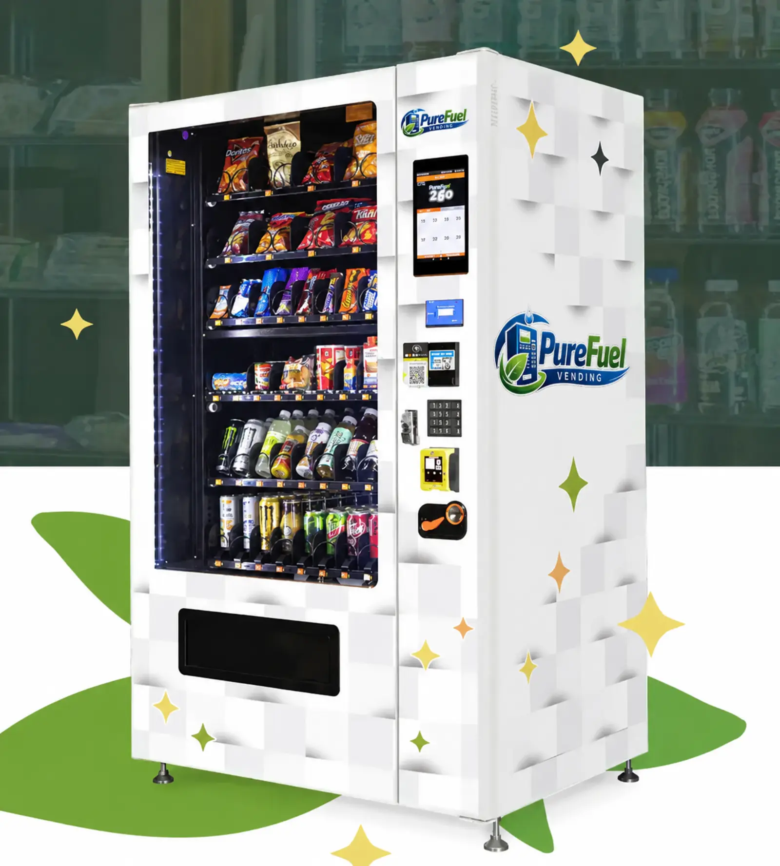 Naturals2Go vending machine branded and serviced by PureFuel Vending